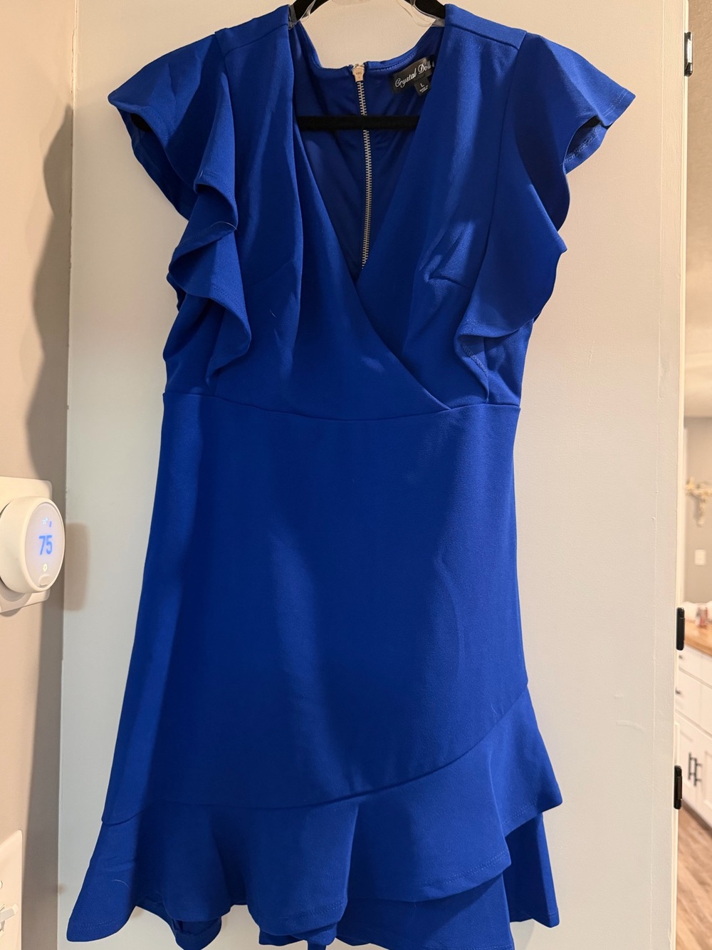 Crystal Doll Cobalt Blue Ruffle Mini Dress
